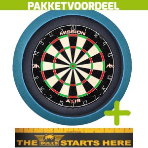 Mission Axis + Bulls Throw Line Sticker + Dartbordverlichting Basic (Aqua)