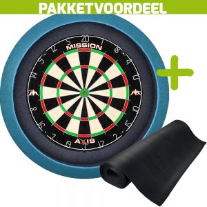Mission Axis + Rubberen Dartmat 90*250 + Dartbordverlichting Basic (Aqua)