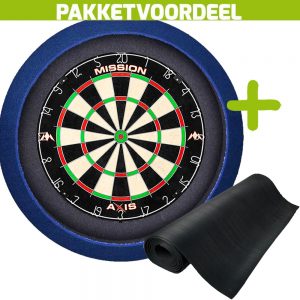 Mission Axis + Rubberen Dartmat 120*300 + Dartbordverlichting Basic (Blauw)