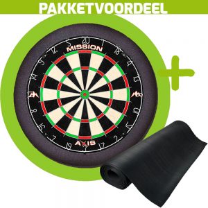 Mission Axis + Rubberen Dartmat 120*300 + Dartbordverlichting Basic (Lime)
