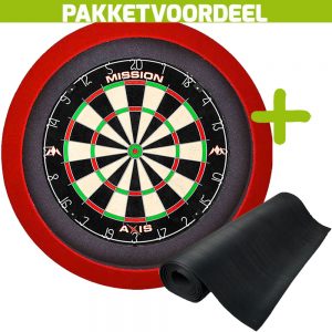 Mission Axis + Rubberen Dartmat 90*250 + Dartbordverlichting Basic (Rood)