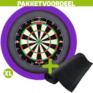 Mission Axis + Rubberen Dartmat 120*250 + Dartbordverlichting Basic XL (Paars)