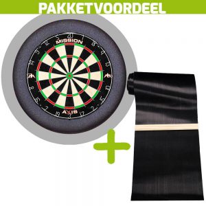 Mission Axis + Rubberen Dartmat 120*300 incl oche + Dartbordverlichting Basic XL (Grijs)