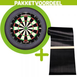 Mission Axis + Rubberen Dartmat 120*300 incl oche + Dartbordverlichting Basic XL (Lime)