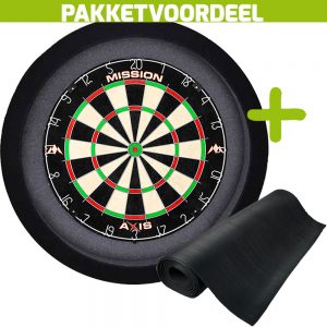 Mission Axis + Rubberen Dartmat 120*300 + Dartbordverlichting Basic (Zwart)