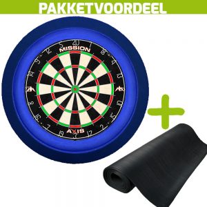 Mission Axis + Rubberen Dartmat 120*250 + Dartbordverlichting Deluxe (Blauw)
