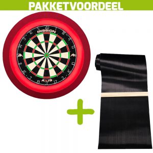 Mission Axis + Rubberen Dartmat 120*300 incl oche + Dartbordverlichting Deluxe (Rood)