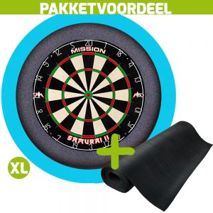 Mission Samurai 2 + Rubberen Dartmat 60*250 + Dartbordverlichting Basic XL (Aqua)