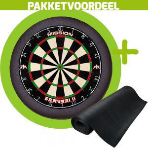 Mission Samurai 2 + Rubberen Dartmat 60*300 + Dartbordverlichting Basic (Lime)