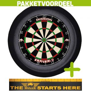 Mission Samurai 2 + Bulls Throw Line Sticker + Dartbordverlichting Basic (Zwart)