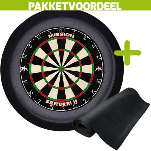 Mission Samurai 2 + Rubberen Dartmat 120*300 + Dartbordverlichting Basic (Zwart)