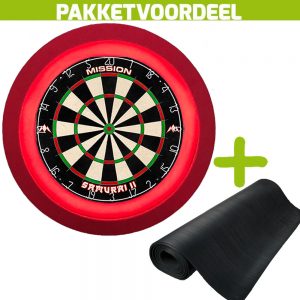 Mission Samurai 2 + Rubberen Dartmat 120*250 + Dartbordverlichting Deluxe (Rood)