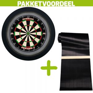 Mission Samurai 2 + Rubberen Dartmat 90*300 incl oche + Dartbordverlichting Deluxe (Zwart)