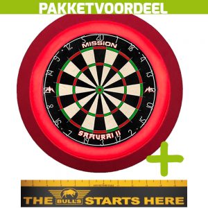 Mission Samurai 2 + Bulls Throw Line Sticker + Dartbordverlichting Deluxe (Rood)