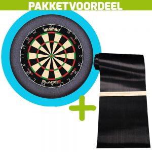 Winmau Blade 6 Dual Core + Rubberen Dartmat 60*300 incl Oche + Dartbordverlichting Basic XL (Aqua)