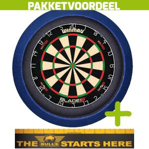 Winmau Blade 6 Dual Core + Bulls Throw Line Sticker + Dartbordverlichting Basic (Blauw)