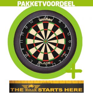 Winmau Blade 6 + Bulls Throw Line Sticker + Dartbordverlichting Basic (Lime)
