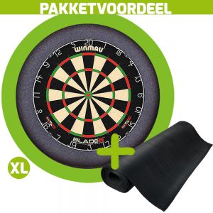 Winmau Blade 6 + Rubberen Dartmat 90*250 + Dartbordverlichting Basic XL (Lime)