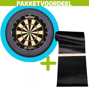 Winmau Blade 6 + Rubberen Dartmat 120*300 incl oche + Dartbordverlichting Basic XL (Aqua)