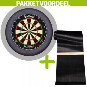 Winmau Blade 6 + Rubberen Dartmat 120*300 incl oche + Dartbordverlichting Basic XL (Grijs)