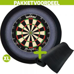 Winmau Blade 6 + Rubberen Dartmat 60*300 + Dartbordverlichting Basic XL (Zwart)