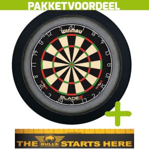 Winmau Blade 6 + Bulls Throw Line Sticker + Dartbordverlichting Deluxe (Zwart)