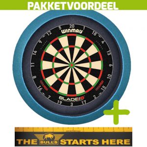 Winmau Blade 6 Triple Core + Bulls Throw Line Sticker + Dartbordverlichting Basic (Aqua)