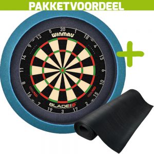 Winmau Blade 6 Triple Core + Rubberen Dartmat 60*250 + Dartbordverlichting Basic (Aqua)