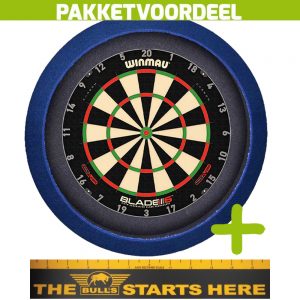 Winmau Blade 6 Triple Core + Bulls Throw Line Sticker + Dartbordverlichting Basic (Blauw)