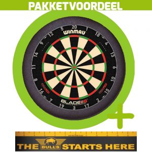 Winmau Blade 6 Triple Core + Bulls Throw Line Sticker + Dartbordverlichting Basic (Lime)