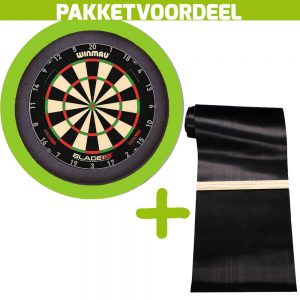 Winmau Blade 6 Triple Core + Rubberen Dartmat 60*300 incl Oche + Dartbordverlichting Basic (Lime)