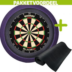 Winmau Blade 6 Triple Core + Rubberen Dartmat 120*250 + Dartbordverlichting Basic (Paars)