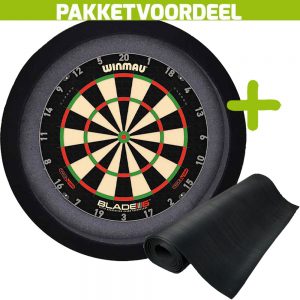 Winmau Blade 6 Triple Core + Rubberen Dartmat 60*300 + Dartbordverlichting Basic (Zwart)