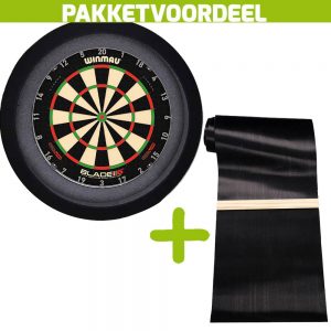 Winmau Blade 6 Triple Core + Rubberen Dartmat 60*300 incl Oche + Dartbordverlichting Basic (Zwart)