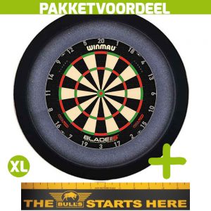 Winmau Blade 6 Triple Core + Bulls Throw Line Sticker + Dartbordverlichting Basic XL (Zwart)