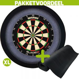 Winmau Blade 6 Triple Core + Rubberen Dartmat 120*250 + Dartbordverlichting Basic XL (Zwart)