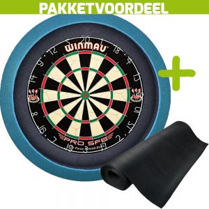 Winmau Pro SFB + Rubberen Dartmat 120*300 + Dartbordverlichting Basic (Aqua)