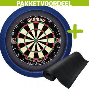 Winmau Pro SFB + Rubberen Dartmat 120*300 + Dartbordverlichting Basic (Blauw)