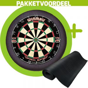 Winmau Pro SFB + Rubberen Dartmat 60*300 + Dartbordverlichting Basic (Lime)