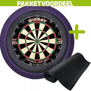 Winmau Pro SFB + Rubberen Dartmat 60*250 + Dartbordverlichting Basic (Paars)