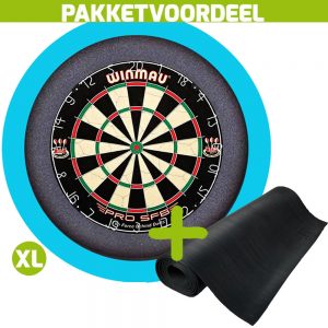 Winmau Pro SFB + Rubberen Dartmat 120*250 + Dartbordverlichting Basic XL (Aqua)