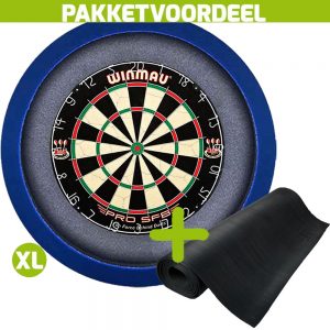 Winmau Pro SFB + Rubberen Dartmat 60*250 + Dartbordverlichting Basic XL (Blauw)
