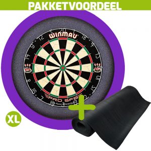 Winmau Pro SFB + Rubberen Dartmat 60*250 + Dartbordverlichting Basic XL (Paars)