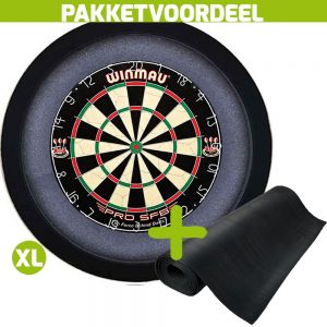 Winmau Pro SFB + Rubberen Dartmat 60*250 + Dartbordverlichting Basic XL (Zwart)