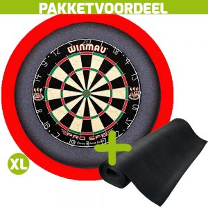 Winmau Pro SFB + Rubberen Dartmat 120*300 + Dartbordverlichting Basic XL (Rood)