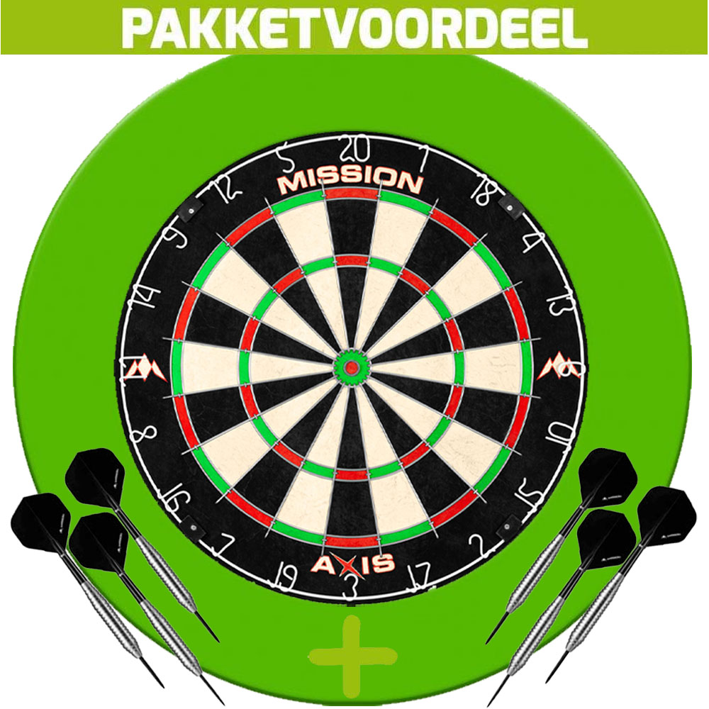 Dartbord-Surround-Voordeelpakket-Mission-Axis-Rubberen-Surround-Groen-2-Set-Bras