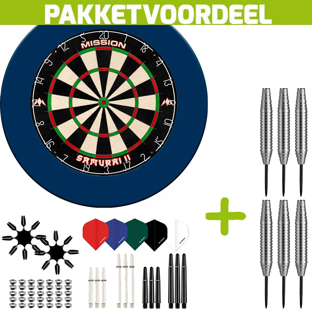 Dartbord-Surround-Voordeelpakket-Mission-Samurai-II-Rubberen-Surround-Blauw-90-pieces