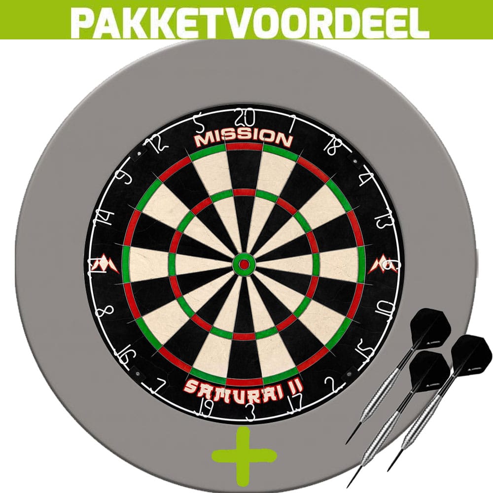 Dartbord-Surround-Voordeelpakket-Mission-Samurai-II-Rubberen-Surround-Grijs-1-Set-Brass