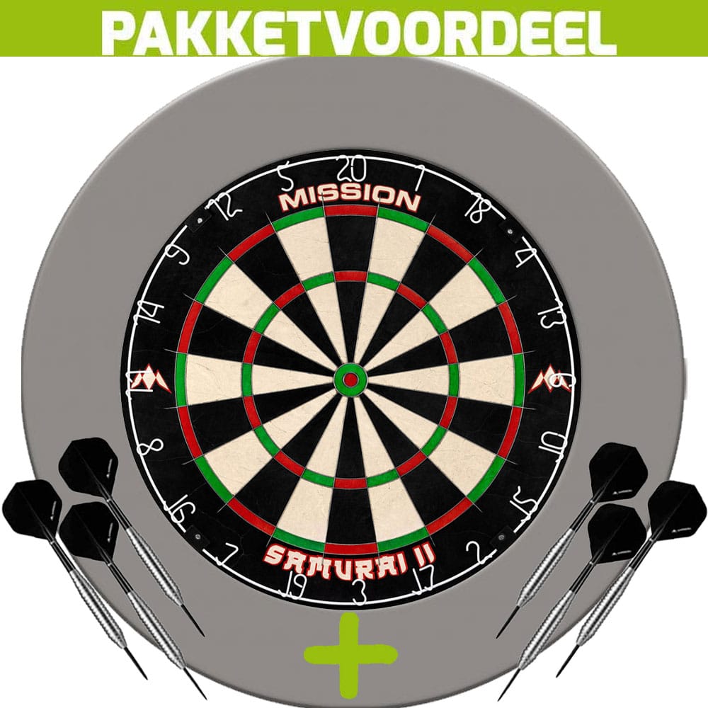 Dartbord-Surround-Voordeelpakket-Mission-Samurai-II-Rubberen-Surround-Grijs-2-Sets-Brass
