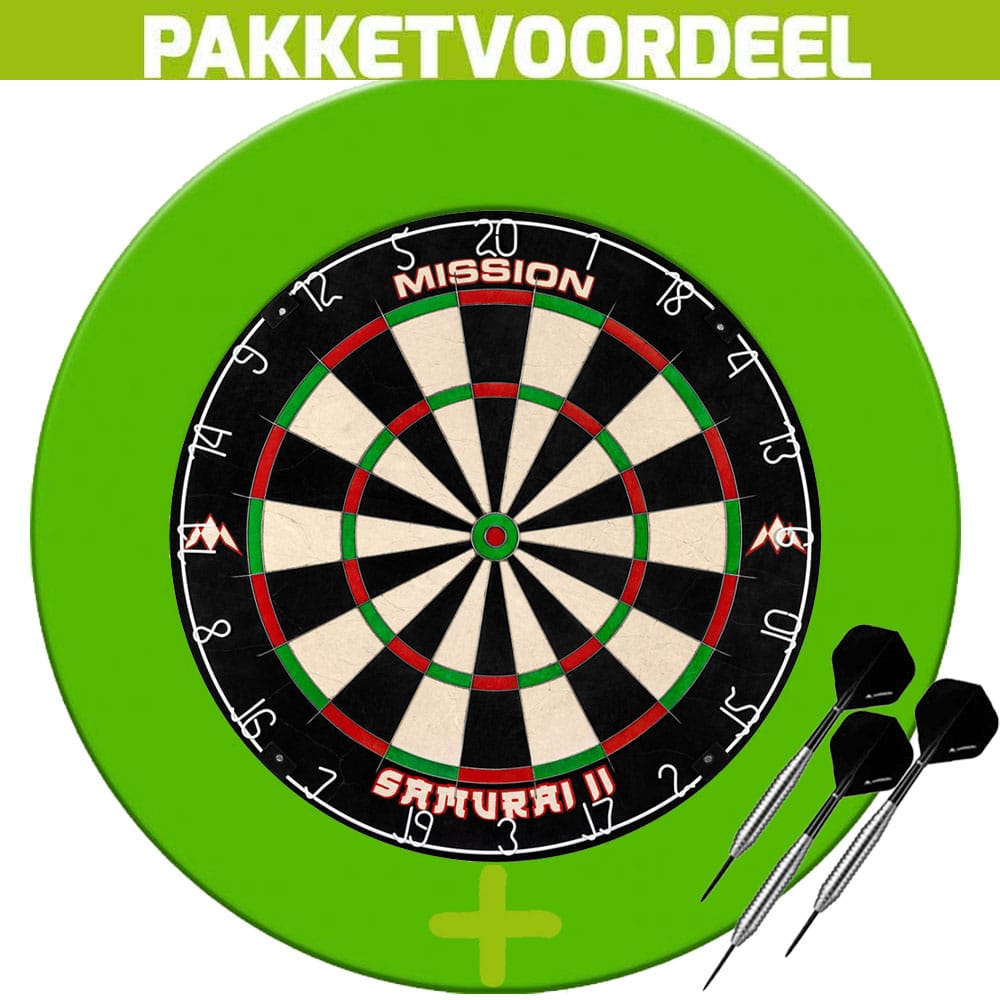Dartbord-Surround-Voordeelpakket-Mission-Samurai-II-Rubberen-Surround-Groen-1-Set-Brass
